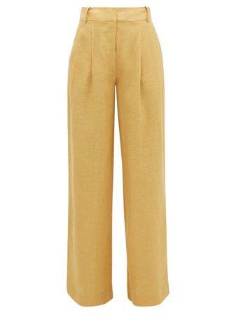 $354 · Asceno - Rivello High-rise Pleated Linen Trousers