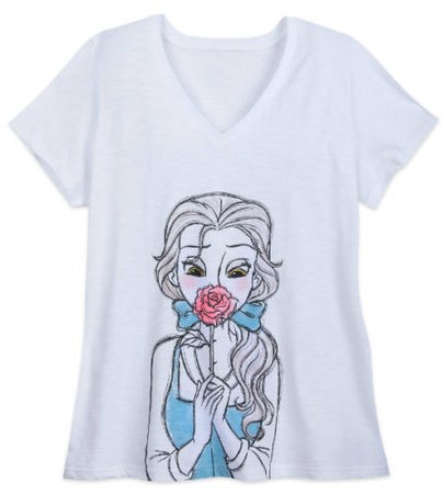 Disney Store "BELLE" V-Neck T-Shirt for Women - Beauty And The Beast - Plus Size | eBay