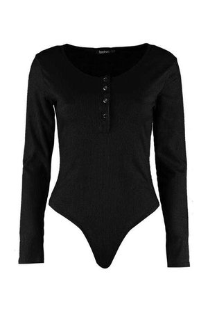 Longsleeve Knitted Button Up Bodysuit | Boohoo