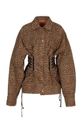 Eyelet Corse Detail Leopard Print Jacket by Kye | Moda Operandi