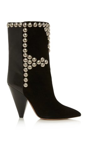 Layo Studded Leather-Paneled Velvet Ankle Boots By Isabel Marant | Moda Operandi