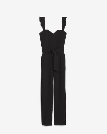 Ruffle Strap Tie Front Jumpsuit | Express