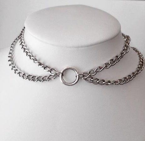 Silver O-ring Double Stranded Curb Chain Necklace Alternative/Punk/Emo/Gothic Necklace Our O-Ring Chain Choker is 13 inches long. It has… in 2019 | Chain, Chokers, Necklace lengths