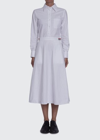Thom Browne Midi Oxford A-line Shirtdress - Bergdorf Goodman