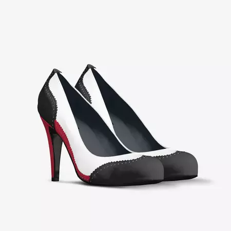 Juvia British High Heel Oxford Pump - Red Black Italian Leather | Blissfully Brand