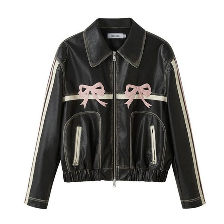leather jacket bow coquette