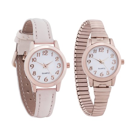 2 Pack Rose Gold Look Classic Watch | Kmart