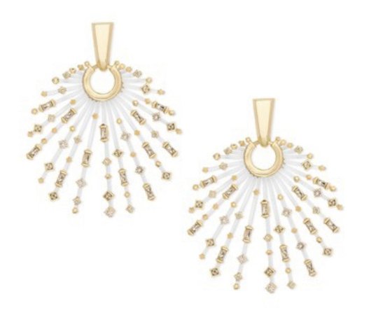 Fanned White and Gold Earrings