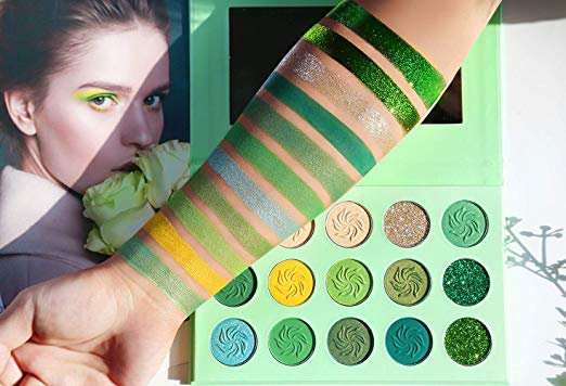 Amazon.com : Green Eyeshadow Palette Matte and Glitter, Afflano Highly Pigmented Pro Makeup Palettes Eye shadow Yellow Nude 15 Colors, Creme Shimmer Metallic Sparkle Travel Vegan Cruelty Free Eyeshadow Pallet : Beauty