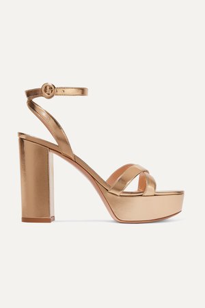 Gold Poppy 120 metallic leather platform sandals | Gianvito Rossi | NET-A-PORTER