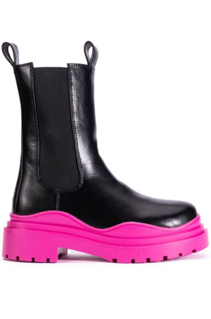 pink and black chelsea boots