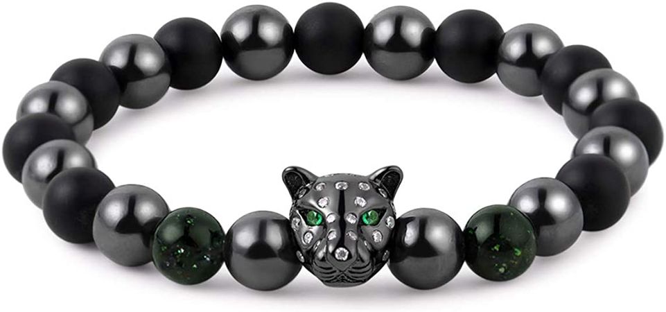 Amazon.com: Karseer Black Panther Magnetic Hematite and Matte Onyx Natural Stones Beaded Stretch Bracelet Anti Anxiety Healing Energy Crystal Meditation Prayer Beads Bracelet for Stress and Depression Relief: Clothing, Shoes & Jewelry