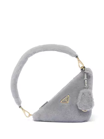 Prada Mini Triangle Logo Shearling Shoulder Bag - Farfetch