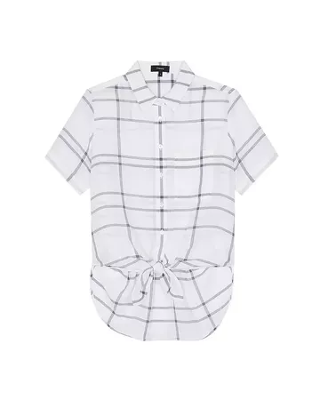 Theory Hekanina Plaid Tie Front Shirt | Bloomingdale's