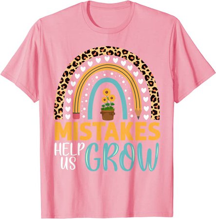 Mistakes Help Us Grow Teacher Boho Rainbow T-Shirt : Clothing, Shoes & Jewelry