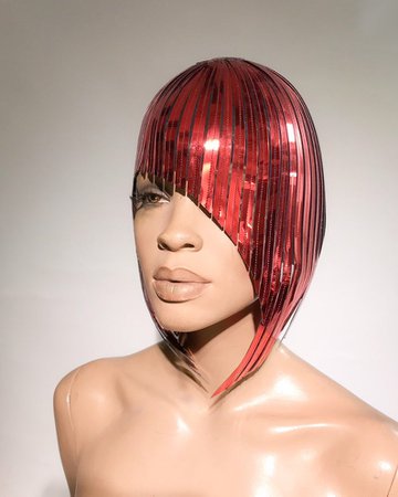 Asymmetric A line wig metallic hairdress Jessica Rabbit | Etsy