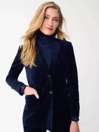 Navy Solid Lainie Velvet Blazer | Women's Jackets & Outerwear | J.McLaughlin