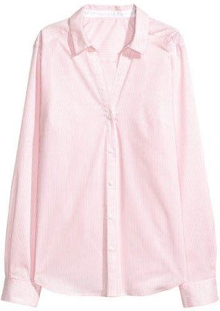 V-neck Shirt - Light pink/striped | H&M