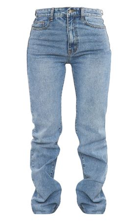 Mid Blue Wash Straight Leg Jeans | PrettyLittleThing USA
