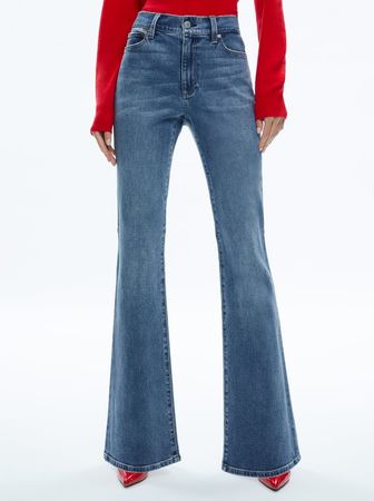 Stacey Mid Rise Bell Jean In Albee Vintage Blue | Alice And Olivia
