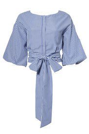 Blue Striped Tie Blouse by J.O.A. for $25 | Rent the Runway