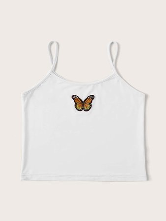 Butterfly Embroidery Cami Top | ROMWE