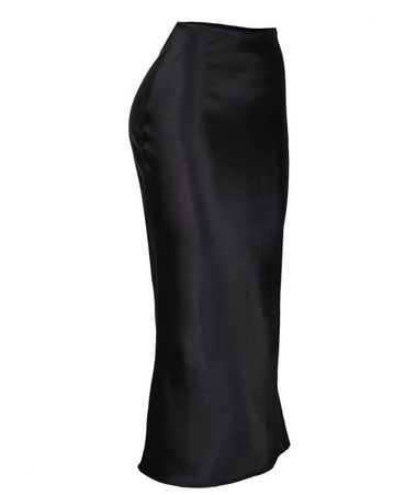 Long Black Satin / Silk Skirt