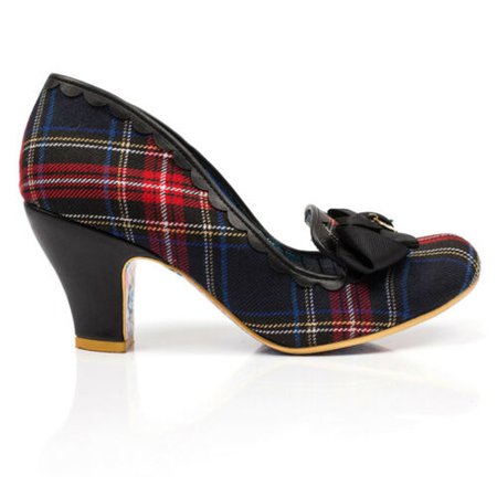 Irregular Choice Kanjanka Black Red Tartan Plaid Bow Vintage Heeled Court Shoes | eBay
