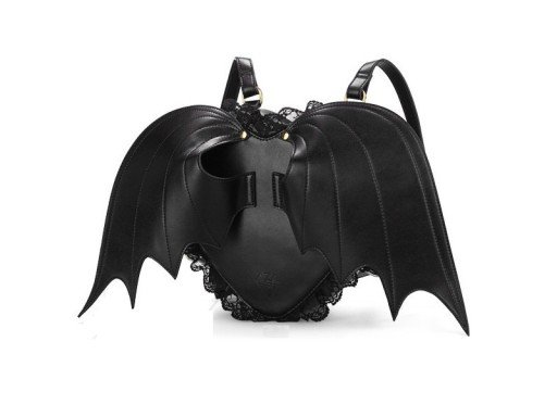 gothic black heart bat wing bag backpack