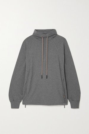 Atlas Zip-detailed Melange Cotton-blend Jersey Sweatshirt - Dark gray