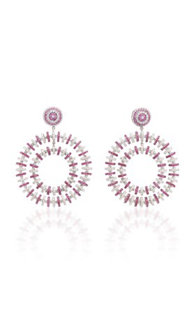 White Diamond & Ruby Bulls Eye Earrings by Ofira | Moda Operandi