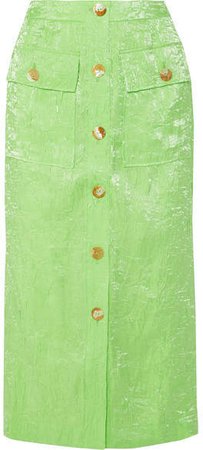 REJINA PYO - Lily Crinkled-satin Midi Skirt - Light green