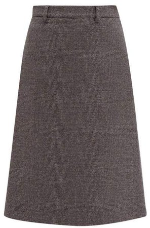 A Line Wool Blend Tweed Skirt - Womens - Grey