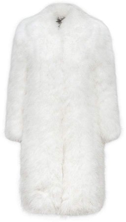 furry single-breasted overcoat