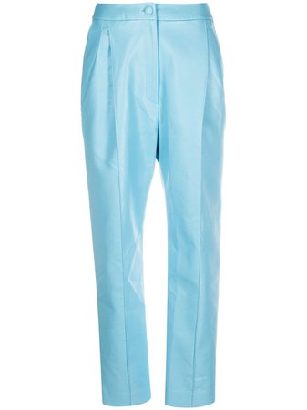 Materiel leather-effect slim-fit trousers blue PF20ALN990PALBL - Farfetch