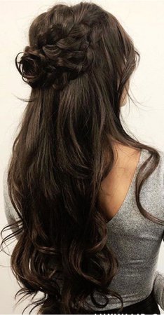 Flower Half-Up Hairstyle Dark Hair