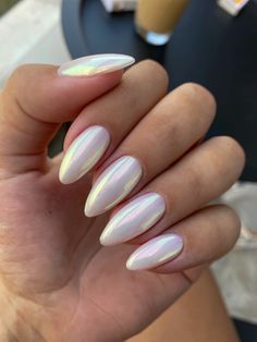 Iridescent white pearl Fairy Dust | Cute nails, Mermaid nails, Pearl nails