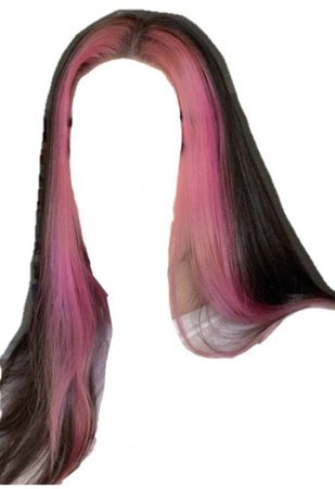 Dark Brown Hair Pink Bangs PNG