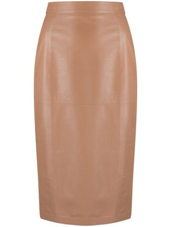 Desa 1972 fitted leather skirt brown 1010031035K12491 - Farfetch
