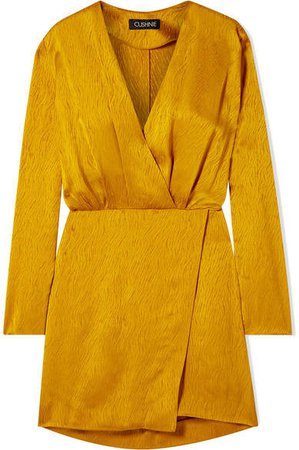 Cushnie - Wrap-effect Satin-jacquard Mini Dress - Gold