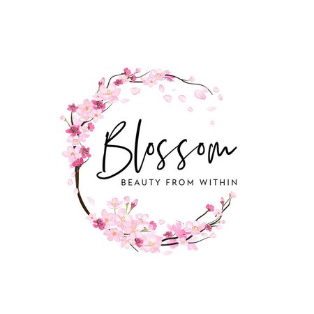 Premade Logo Design Cherry Blossom Circle Logo L Design | Etsy