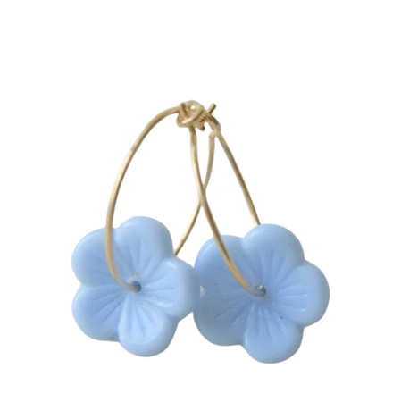 Light periwinkle blue glass flower earrings