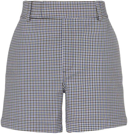 Plan C white houndstooth print tailored shorts
