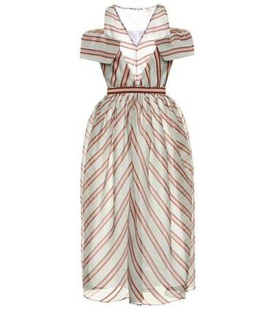 Striped silk midi dress