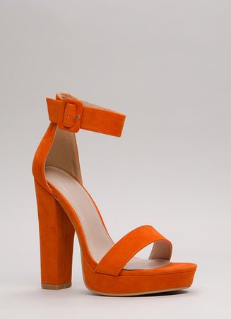 orange chunky heels