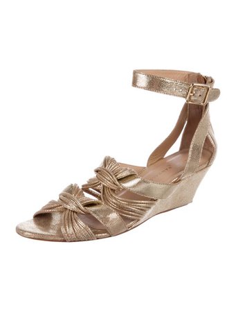 Loeffler Randall Metallic Ankle Strap Wedges - Shoes - WLF36114 | The RealReal