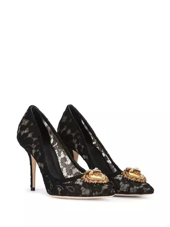 Shop Dolce & Gabbana embellished lace pumps with Express Delivery - FARFETCH
