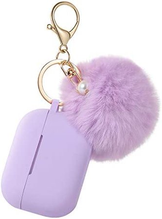 Amazon.com: Protective Case Cover for Airpods Pro Charging Case, Upgraded Air Pods Silicone Case Skin Newest with Soft Cute Fur Ball Pom Pom Keychain Kit (A, Purple) : Electronics