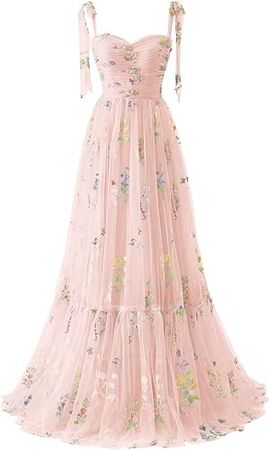 Amazon.com: Maxianever Tulle Prom Dresses Flower Embroidery Women's Long Formal Evening Party Gowns 2024 : Clothing, Shoes & Jewelry