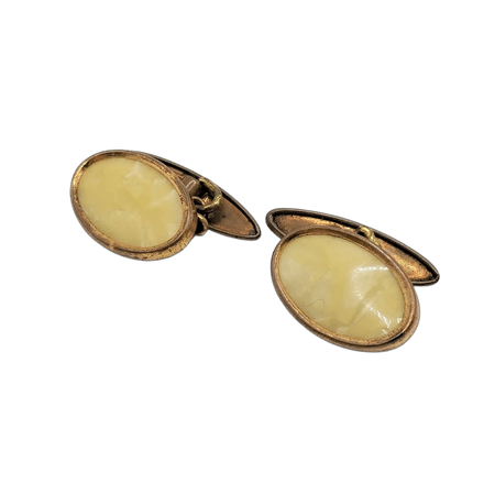 Vintage yellow torpedo back cufflinks